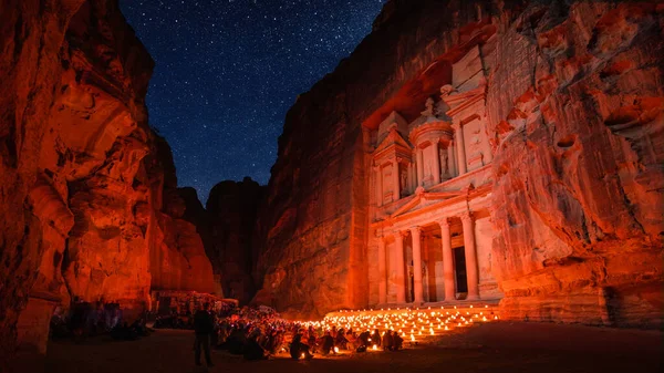 Petra Night Show Petra Jordan — 图库照片