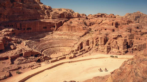 Szenische Ansicht Des Antiken Römischen Theaters Petra Jordanien — Stockfoto