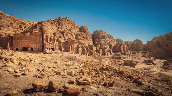 Vista Panoramica Delle Tombe Reali Petra Giordania — Foto Stock