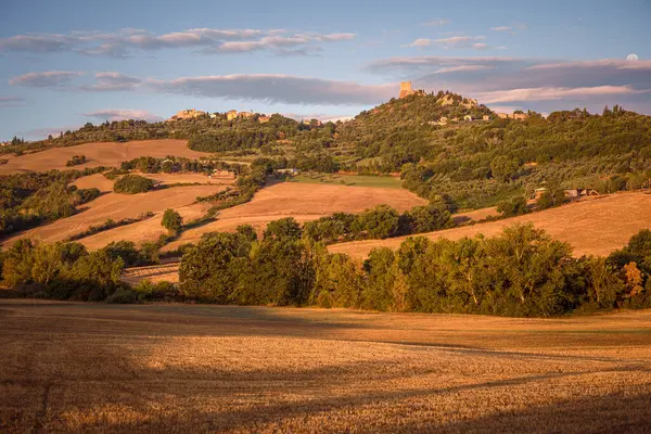 Scenic View Tuscany Hills Rocca Tetennano Rocca Aldobrandesca Siena Italy — Stock Photo, Image