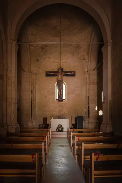 Interior Abadía San Leonardo Lama Volara Siponto Manfredonia Italia — Foto de Stock