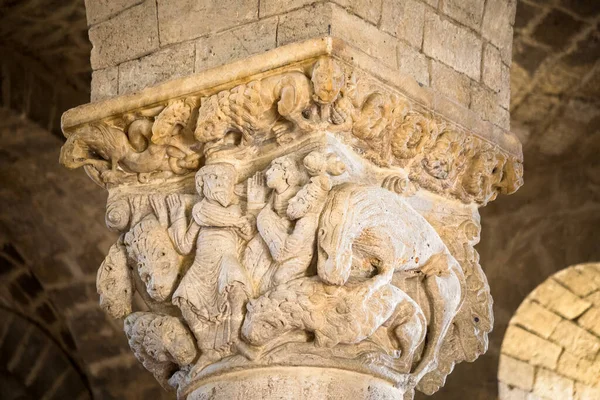 Daniel Lions Den Capital Coluna Abadia Sant Antimo Toscana Itália — Fotografia de Stock