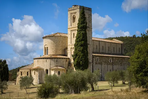 Sant Antimo Abbey Montalcino Toskánsko Itálie — Stock fotografie