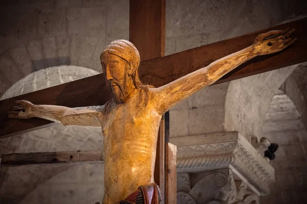 Wooden Crucifix Xiii Century Sant Antimo Abbey Tuscany Italy — Stock Photo, Image