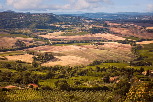 Utsikt Toscana Landsbygda Fra Opplandene Montepulciano Italia – stockfoto
