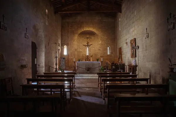Interno Della Chiesa Santa Maria Assunta San Quirico Orcia Italia — Foto Stock