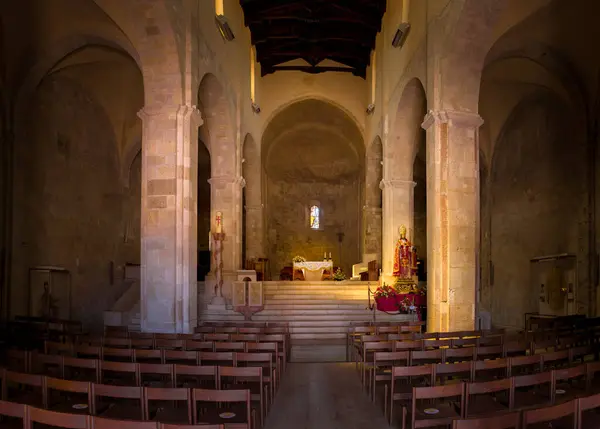 Εσωτερικό Του Ρωμανικού Καθεδρικού Ναού Santa Maria Della Purificazione Termoli — Φωτογραφία Αρχείου