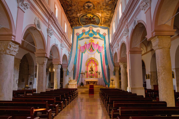 Interior of the romanesque Cathedral of Santa Maria Assunta of Vieste, Puglia, Italy