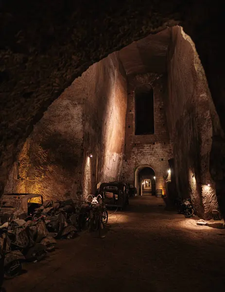Interieur Van Galleria Borbonica Bourbontunnel Napels Italië Tijdens Tweede Wereldoorlog — Stockfoto
