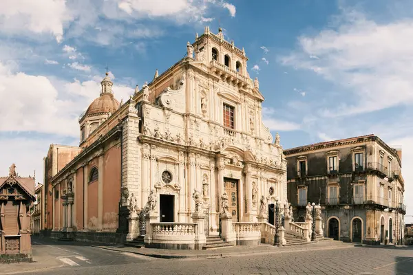 Prachtige Basiliek Van Sint Sebastian Acireale Catania Italië — Stockfoto