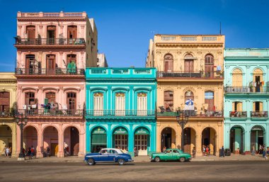Colorful colonial buildings, Havana, Cuba clipart