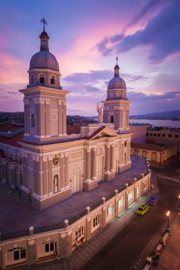 Nuestra Katedrali manzarası Senora de la Asuncion, Santiago de Cuba, Küba