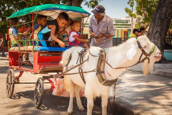 Kinderen Die Genieten Van Een Geitenrit Parque Cespedes Bayamo Cuba — Stockfoto
