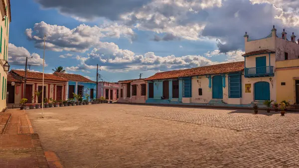 Πλατεία San Juan Dios Πολύχρωμα Αποικιακά Σπίτια Camaguey Κούβα — Φωτογραφία Αρχείου