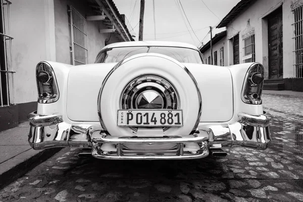 Beautiful Classical American Car Trinidad Cuba Black White — Stock Photo, Image