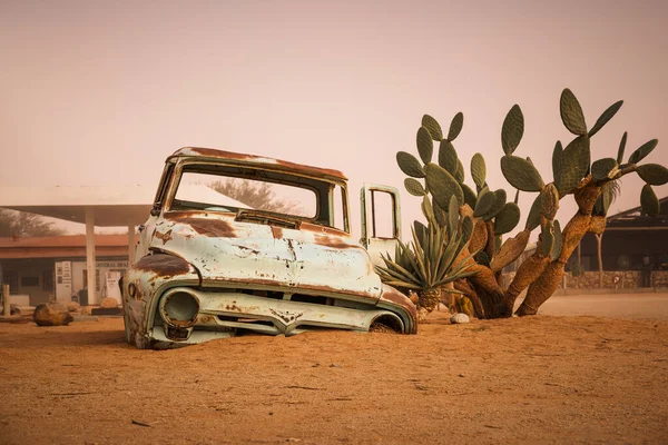 Verlaten Auto Bij Het Tankstation Solitaire Komas Namibië Het Station — Stockfoto