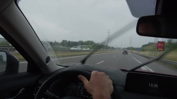 Condutores Mão Volante Temporizador Painel Carros Gotas Chuva Pára Brisas — Vídeo de Stock