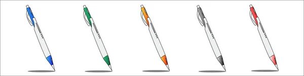 Color Realistic Set Pen Vector Illustration — Stock Photo, Image