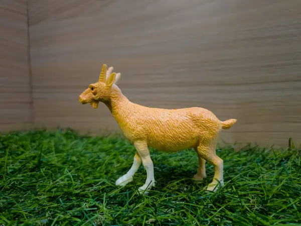 Oyuncak Keçi Sentetik Çimende Parlak Kapalı Sahnede