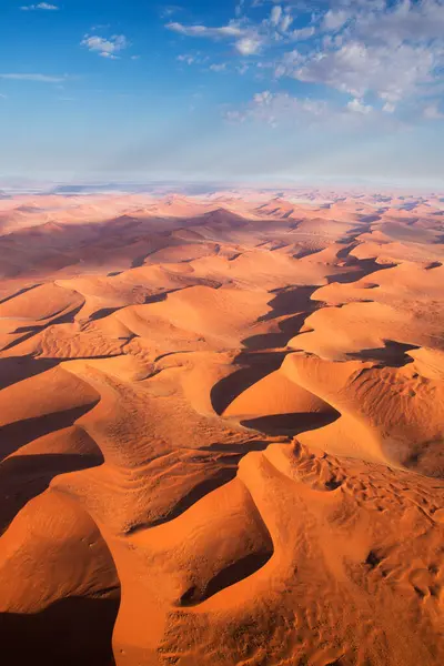 Légi Kilátás Gyönyörű Homok Sivatag Namib Tele Dűnék Formák Minták — Stock Fotó
