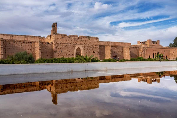 Badi Palace Lub Badi Jest Zrujnowany Pałac Położony Marrakeszu Maroko — Zdjęcie stockowe