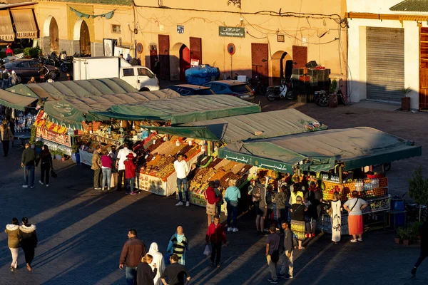 Βραδινή Θέα Στην Πιο Διάσημη Πλατεία Του Μαρακές Jemaa Fnaa — Φωτογραφία Αρχείου