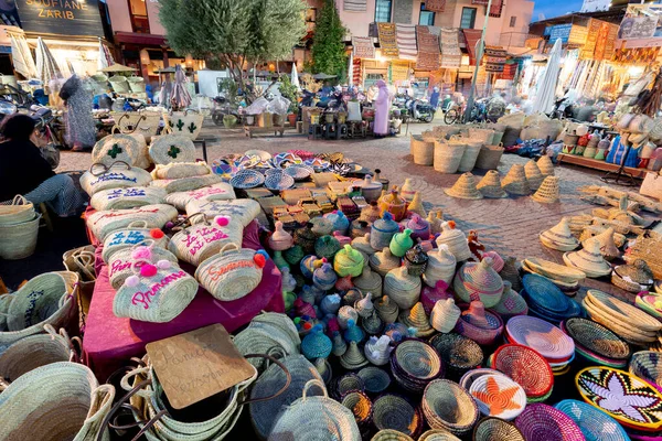 Ринок Під Відкритим Небом Нічною Атмосферою Площі Рахба Кедіма — стокове фото