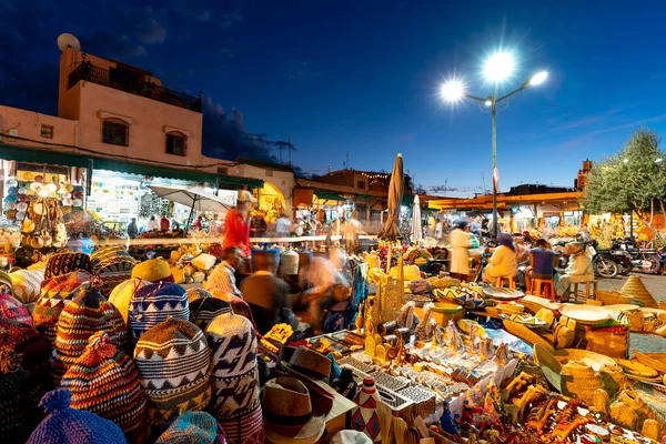 Mercado Aire Libre Con Atmósfera Nocturna Plaza Rahba Kedima — Foto de Stock
