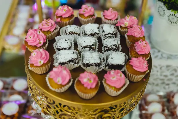 Torta Cupcake Compleanno Evento Partito Dolci — Foto Stock