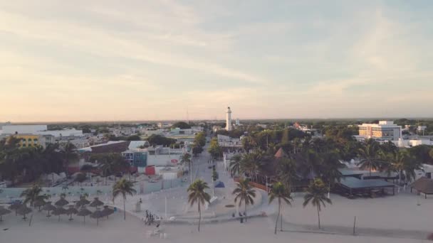 Vídeo Aéreo Drones Progreso Beach Sunrise Yucatan México — Vídeo de Stock