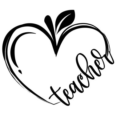 Öğretmenlik kalp işi vektör illüstrasyonudur. Öğretmenlik kalbimi dolduruyor. Tipografi öğretmeyi seviyorum. Kart, poster, afiş, tişört, kupa, çıkartma okul tasarımı için iyi