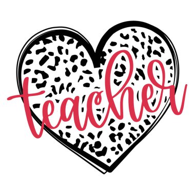 Öğretmenlik kalp işi vektör illüstrasyonudur. Öğretmenlik kalbimi dolduruyor. Tipografi öğretmeyi seviyorum. Kart, poster, afiş, tişört, kupa, çıkartma okul tasarımı için iyi