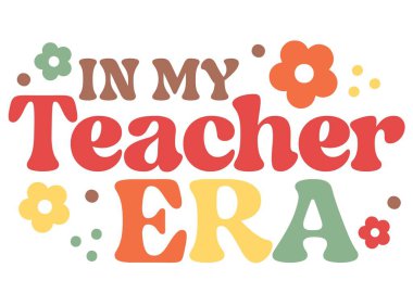 Öğretmen Dönemi vektör çizimimde. Test dönemimde. Yaz tipografisi için Okullar Söndü