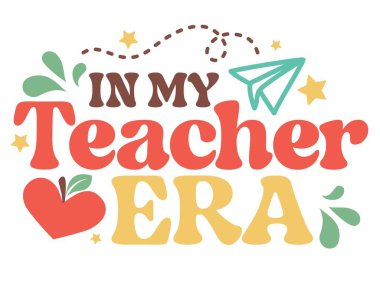 Öğretmen Dönemi vektör çizimimde. Test dönemimde. Yaz tipografisi için Okullar Söndü