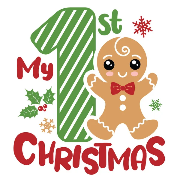 Benim ilk Noel vektör illüstrasyonum. Yakışıklı, kızıl saçlı adamlarla. Çocukların Noel tasarımı Noel tebrik kartları, poster, baskı, etiket, davetiyeler, bebek tişörtü, kupa, hediyeler için uygun..