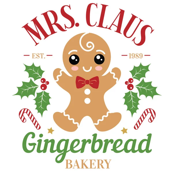 Bayan Noel Baba zencefilli ekmek fırını vektör çizimi. Yanında da yakışıklı, kızıl saçlı erkekler. Noel tasarımı Noel tebrik kartları, poster, baskı, etiket, davetiyeler, bebek tişörtü, kupa, hediyeler için uygun..