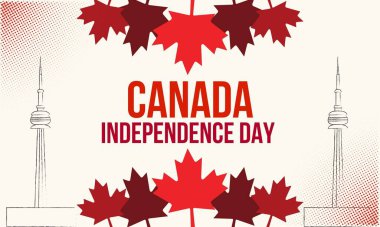 Bağımsızlık Günü için Kanada ulusal bayrağı. Kanada bayrağı & modern geometrik retro soyut tasarım. 