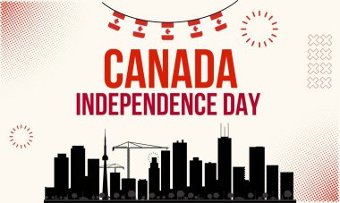 Bağımsızlık Günü için Kanada ulusal bayrağı. Kanada bayrağı & modern geometrik retro soyut tasarım. 