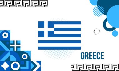 Yunanistan 'ın bağımsızlık günü bayrağı. Modern geometrik soyut tasarıma sahip Yunan bayrağı