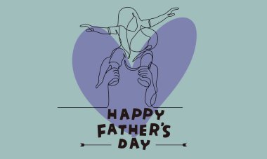 Babalar Gününüz kutlu olsun. Klasik arka planda şirin bir illüstrasyonla afiş ve afiş..