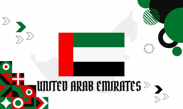 Bağımsızlık Günü için BAE ulusal bayrağı. Birleşik Arap Emirlikleri bayrağı & modern geometrik soyut tasarım.
