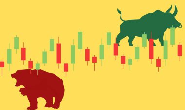 Boğa ve Ayı pazar eğilimi kripto para birimi veya stoklar cyptocurrency fiyat vektörü.
