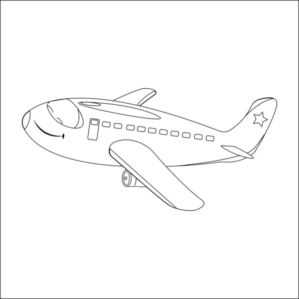 白い背景に隔離された飛行機漫画スタイルのスキッド 子供のデッサンのために適した — ストックベクタ