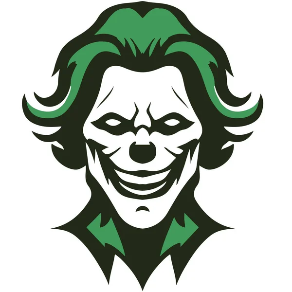 Yeşil Beyaz Şeytan Joker Palyaçosunun Vektör Çizimi — Stok Vektör