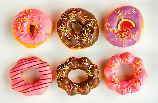 Çörekler, beyaz arka plan, 6 parça, bir restoranda.