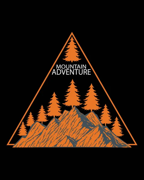 Mountain Adventure Shirt Design Vector Illustration Outdoor Abenteuer Retro Print — Stockvektor
