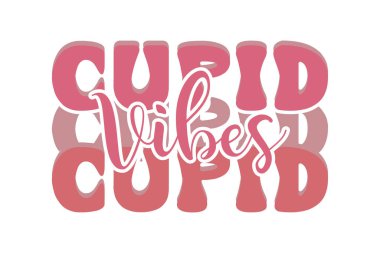 Aşk Tanrısı Titreşimleri Kalın Harf Sanatı Renkli Sevgililer Günü Tasarım Vektörü