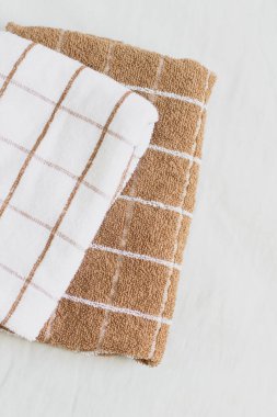 İki mutfak havlusu. Bej estetik. 