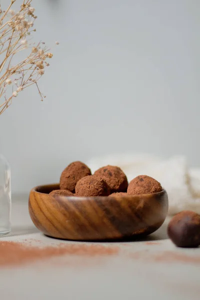 Chocolate Truffles Covered Cocoa Powder Delicious Dessert Concept — Stock Photo, Image