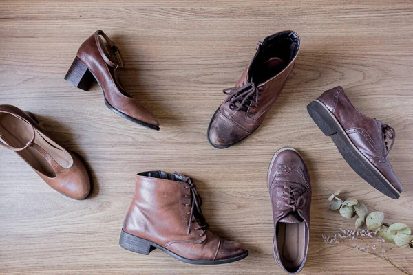 Paar Stiefel Feminine Vintage Schuhe — Stockfoto